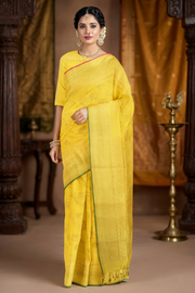 Yellow Jacquard Banarsi Saree with Goldan Zari
