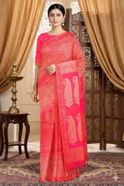 Red and Golden Zari Jacquard Saree