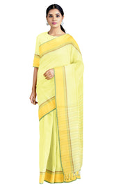 Yellow Saree with Green, Pineapple Yellow Border