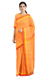 Orange Saree with Yellow, Orange Magenta Border