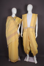 Djon Orange Aahar Joda with Ochre Border