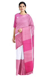Thulian Pink and White Saree