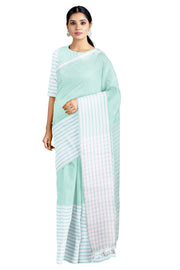 Sea Green Saree with White, Sea Green Border