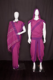 Magenta Aahar Joda with Purple Border