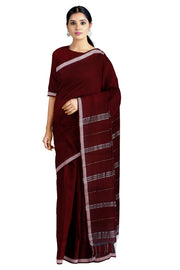 Mulberry Saree with Pearl White Border