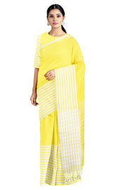 Lemon Yellow Saree with Yellow, White Border