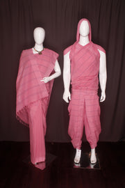 Red Aahar Joda with Blue Stripes