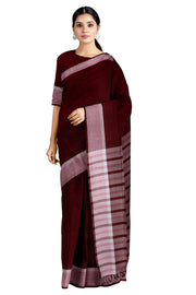 Maroon Saree with Pink and Grey Border