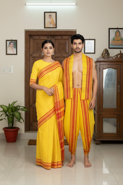 Yellow Couple Set with Red Linings and Border