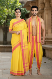 Yellow Couple Set with Magenta Linings and Border