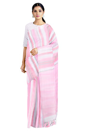 Baby Pink Saree with Multi Striped and Border