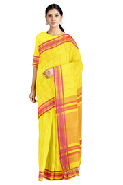 Yellow Saree with Magenta Linings and Border