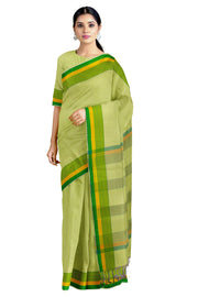 Diaquiri Green Saree with Kelly Green and Yellow Border