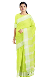 Lime Green Selfline Saree with Mint Green Border