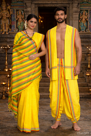 Yellow Couple Set with White, Green and Red Border