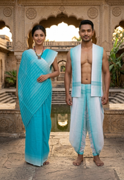 Cyan and White Couple Set