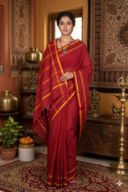 Maroon Saree with Yellow Linings and Border