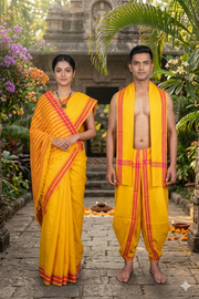 Yellow Couple Set with White and Vermilion Red Border