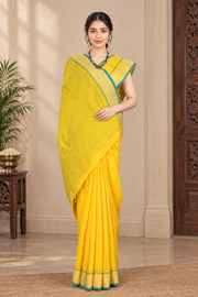 Yellow Saree with Green Linings and Border