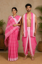 Magenta Couple Set with White Checks and Border