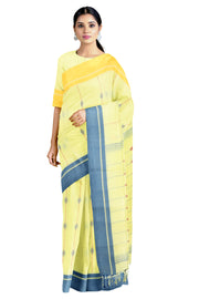 Lemon Yellow Saree with Ek Dori Buti and Blue, Cyber Border