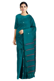 Green Saree with White Lined Buti