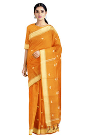 Burnt Saree with Butis and Cream Border