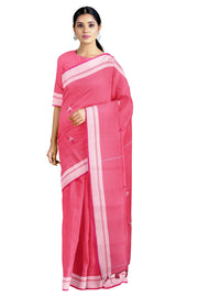 Magenta Saree with White Border and Butis