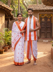 White Couple Set with Red and Yellow Border and Butis