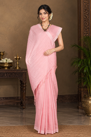 Pink Saree with Light Border