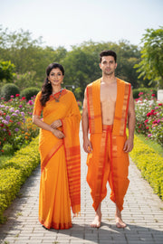 Orange Couple Set with Red and Golden Zari Border