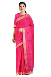Magenta Saree with Golden Zari and Purple Border and Butis