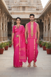 Magenta Couple Set with Golden Zari Border and Butis