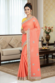 Hand Embroidered Zardozi Saree