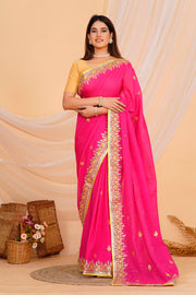 Hand Embroidered Zardozi Saree