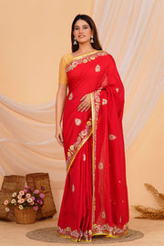 Hand Embroidered Zardozi Saree