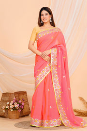 Hand Embroidered Zardozi Saree
