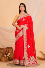 Hand Embroidered Zardozi Saree