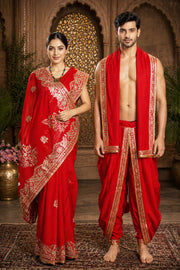Red Zardozi Couple Set