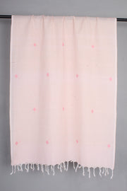 Handwoven Cotton Peach Stole with Buti