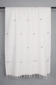 Handwoven Cotton Cream Stole with Butis