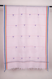 White Stole with Red Linings, Blue Butis and Multi Colour Border