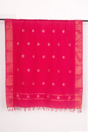 Red Dobby Dupatta with Golden Zari Border and Silver Zari Butis