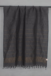 Gray Slub Stole with Goldan Zari