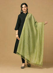 Green and Golden Zari Tissue Dupatta
