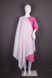 Handwoven Cotton Dupatta with Intricate Katha Embroidery