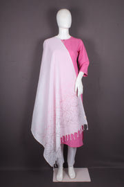 Handwoven Cotton Dupatta with Intricate Katha Embroidery
