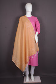 Handwoven Cotton Dupatta with Intricate Katha Embroidery