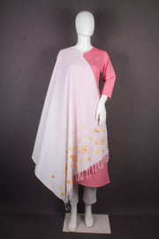 Handwoven Cotton Stole with Intricate Katha Embroidery