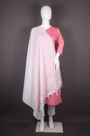 Handwoven Cotton Stole with Intricate Katha Embroidery